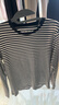 無(wú)印良品（MUJI）女式 雙羅紋編織 圓領(lǐng)長(cháng)袖T恤 上衣打底衫女裝25年秋季 黑色條紋 L (165/88A) 曬單實(shí)拍圖