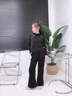 卡兔藍貓（KATULANMAO）女童加絨褲子2023新款加厚童裝中大童女孩秋冬裝洋氣一體絨喇叭褲 黑色 140碼 曬單實拍圖