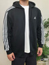 adidas休閑連帽拉鏈夾克外套男裝秋季阿迪達斯官方輕運動(dòng)GK9032   黑色/白   M 曬單實(shí)拍圖
