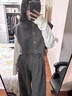 歐迪惠（Oudihui）2025年新款秋季女裝韓系小個(gè)子休閑闊腿褲子女套裝流行茶系三件套 馬甲+打底衫+褲子 M 曬單實(shí)拍圖