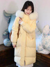 艾珠兒（Aizhuer）羽絨棉服女冬季韓系中長(cháng)款毛領(lǐng)大衣外套女寬松加厚保暖棉衣棉襖潮 鵝黃色 M（建議105-120斤） 曬單實(shí)拍圖