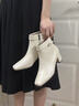 愛(ài)步（ECCO）靴子女 冬季切爾西靴羊皮中跟厚底方頭女靴 型塑290983 石灰色29098301378 39 曬單實(shí)拍圖