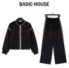 百家好（Basic House）Basic House/百家好運動(dòng)服休閑套裝寬松上衣運動(dòng)褲子兩件套女 黑色 M 曬單實(shí)拍圖