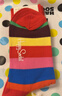 Happy Socks秋冬款襪子女男襪薄荷曼波彩虹白色棉襪中筒襪 彩紅條紋 1雙 M 36-40 曬單實(shí)拍圖