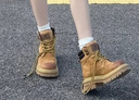 駱駝（CAMEL）【山丘】馬丁靴女秋冬季新款復(fù)古短靴時(shí)尚女士大黃工裝靴子 L23W076065土黃 37 曬單實(shí)拍圖