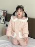 G.DUCKKIDS小黃鴨女童睡衣秋冬兒童三層加厚棉衣棉褲中小童寶寶家居服套裝 粉色小花 120 cm 曬單實(shí)拍圖