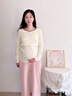 愛(ài)寶適月子服上衣秋冬哺乳衣柔棉橫開(kāi)口喂奶衣孕產(chǎn)婦家居服米色XL M480 曬單實(shí)拍圖