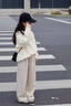 卡兔藍(lán)貓（KATULANMAO）女童秋冬糯米褲2024新款兒童直筒闊腿褲女大童加絨褲子冬季初中生 燕麥色秋冬加絨款 160cm 曬單實拍圖