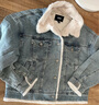 森馬（Semir）牛仔外套女拼接仿兔毛翻領(lǐng)寬松港風(fēng)冬季落肩夾棉夾克103724108001 曬單實(shí)拍圖