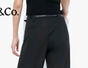 MO&Co.休閑褲簡(jiǎn)約設計感中高腰及地直筒闊腿褲(附腰帶)黑色摩安珂 黑色 L 170 曬單實(shí)拍圖