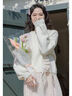 妍莉芬（yanlifen）衛衣女裝小個(gè)子休閑職業(yè)秋季新款女裝套裝2025年秋裝衣服兩件套裝 白色針織衫+藍色直筒闊腿褲 S 曬單實(shí)拍圖