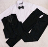 羅蒙兒童西裝套裝帥氣男童花童禮服鋼琴畢業(yè)演出服中大童小男孩西服秋 黑色馬甲四件套 130 曬單實拍圖