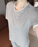 松山棉店小薄荷羅紋家居服套裝短袖顯瘦透氣睡衣短袖套裝-女灰色L 曬單實(shí)拍圖