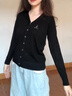 NAOTIEA意大利小帆船長(cháng)袖V領(lǐng)針織衫上衣女2025年新款休閑開(kāi)衫內搭毛衣 黑色 XL （建議120-135斤） 曬單實(shí)拍圖