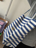 星舵2025新款條紋帆布包韓式AB面雙面大容量單肩包托特包慵懶休閑通勤 藍色條紋雙面單肩包 曬單實(shí)拍圖