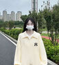 WYBT休閑衛衣套裝男春秋季2025酷帥美式重磅提花翻領(lǐng)大碼外套兩件套潮 杏色（套裝） XL （建議135-155斤） 曬單實(shí)拍圖
