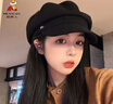 稻草人貝雷帽子女新款百搭簡(jiǎn)約八角帽韓版時(shí)尚潮流畫(huà)家帽日系 黑色 均碼 曬單實(shí)拍圖