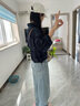 她池格紋襯衫2025秋裝新款女裝落肩長袖單排扣寬松翻領(lǐng)上衣 曬單實拍圖