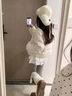 艾珠兒（Aizhuer）甜美波點(diǎn)羽絨棉服女2025冬季新款加厚面包服棉襖翻領(lǐng)短款棉衣外套 米白色 M 曬單實(shí)拍圖