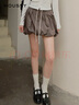 moussy 2025早秋新品甜酷純色百褶抽繩半身花苞裙010IA431-4401 065花紋棕色 M 曬單實(shí)拍圖