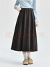 佐丹奴裙子女秋冬復古仿麂皮顯瘦A字裙松緊腰長(cháng)款傘裙18464647 淺棕色 灰啡色 S 曬單實(shí)拍圖