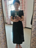 她池法式赫本風連衣裙女2025夏裝新款釘鉆圓領短袖開叉中長裙 曬單實拍圖
