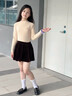 OVE女童金絲絨半身裙秋冬款兒童洋氣韓版裙子小女孩冬裝大童冬季短裙 棕色短裙 150 cm 曬單實(shí)拍圖