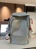 麓格立雙肩包簡(jiǎn)約純色初高中大學(xué)生書(shū)包女大容量電腦包登山包旅行背包 書(shū)包【清新藍帶掛件】 曬單實(shí)拍圖