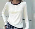 森馬（Semir）長(cháng)袖T恤女短款撞色打底衫簡(jiǎn)約風(fēng)秋季假兩件修身衣服101524101005 曬單實(shí)拍圖