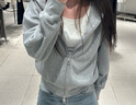 UR2025秋季新款女裝休閑簡(jiǎn)約連帽雙拉鏈寬松外套UWJ150056 花灰 M 曬單實(shí)拍圖