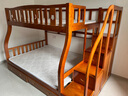 琛悅居【一天速發(fā)】胡桃木上下層全實(shí)木兒童上下床鋪高低雙層子母床 梯柜款 上鋪寬1.3米下鋪寬1.5米 曬單實(shí)拍圖