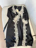 UOSO真絲睡袍女性感純欲蕾絲吊帶睡衣兩件套裝桑蠶絲綢新娘家居服 772黑色 M 160 曬單實(shí)拍圖