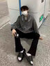 杉努微喇牛仔褲子男春秋季美式vibe高街cleanfit柳葉彎刀休閑直筒褲 G150黑色 XL 曬單實(shí)拍圖