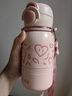 蒙福（mengfu）兒童保溫杯大容量女士高顏值水杯子316小學(xué)生寶寶水壺雙飲吸管杯 粉色【內膽316+一蓋雙飲】（塑料頭背帶） 500ml 曬單實(shí)拍圖