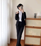 特洛曼黑色西裝套裝女職業(yè)裝正裝面試正裝大學(xué)生工作服西服外套兩件套 曬單實(shí)拍圖