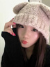 CACUSS毛線(xiàn)帽子女士秋冬可愛(ài)針織帽戶(hù)外大頭圍保暖帽護耳羊毛套頭帽淺駝 曬單實(shí)拍圖