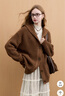 三彩2025冬季新款休閑寬松中長(cháng)慵懶連帽針織衫長(cháng)袖開(kāi)衫簡(jiǎn)約M 榛果棕 M 160/84A 曬單實(shí)拍圖