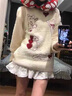 韓版少女可愛(ài)甜美毛衣女秋冬寬松懶惰風(fēng)毛茸茸軟糯針織打底衫 米白色 均碼 曬單實(shí)拍圖