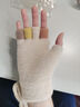 韓版半指手套冬季騎行保暖防寒女生可愛(ài)露指毛線(xiàn)學(xué)生寫(xiě)字翻蓋手套 卡其 曬單實(shí)拍圖