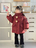 G.DUCKKIDS小黃鴨童裝女童棉服冬季新款加厚保暖女寶寶棉襖冬裝新年拜年服女 紅色【不含包包】 100 尺碼2~3歲【90-100cm】cm 曬單實(shí)拍圖