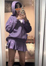 大魚(yú)界線(xiàn)（dayujiexian）2025新款長(cháng)袖純色連帽衛衣套裝女裝短裙安全褲三件套簡(jiǎn)約潮流 紫羅蘭（衛衣+背心+短裙三件套） XL 建議110-120斤 曬單實(shí)拍圖