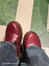 卡帝樂(lè )鱷魚(yú)（CARTELO）2025春秋真皮英倫小皮鞋女時(shí)尚平底單鞋厚底休閑軟底牛筋底馬丁鞋 酒紅色 腳胖腳寬要拍大一碼 38 曬單實(shí)拍圖