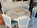 田園驛站法式香檳風(fēng)輕奢餐桌椅組合歐式時(shí)尚家用拼花餐桌納帕真皮軟包餐椅 1.6米餐桌+6把餐椅 一桌六椅 曬單實(shí)拍圖