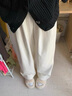 山本奶芙褲秋冬季垂感顯瘦直筒褲子加絨加厚小個(gè)子休閑百搭闊腿褲 米白色 M （95-110斤） 曬單實(shí)拍圖