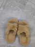 女士交叉毛拖鞋平行毛拖鞋時(shí)尚秋冬居家保暖加絨加厚防滑棉拖鞋 卡其色（交叉帶） 38-39 (240mm) 曬單實(shí)拍圖
