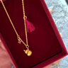 中銀億金合成紅寶石錘紋葫蘆黃金套鏈彩寶鑲嵌足金項鏈生日禮物送女友老婆 6分 古法紅寶錘紋葫蘆套鏈【金重約5.2g】 曬單實(shí)拍圖