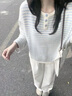 2025新款慵懶感藍色條紋撞色針織衫上衣秋冬季穿搭寬松韓系毛衣女 藍色條紋 均碼 曬單實(shí)拍圖