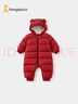 童泰（TONGTAI）嬰兒羽絨連體衣冬季寶寶哈衣羽絨服男童女童連帽抱衣紅色73cm 曬單實(shí)拍圖
