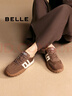 百麗（Belle）休閑舒適阿甘鞋女撞色時尚板鞋B2298CM4預(yù)售 啡色 38 (240mm) 曬單實(shí)拍圖