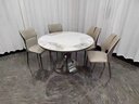 顏諭優(yōu)品304不銹鋼底座防銹餐桌椅組合可伸縮小戶(hù)型現代簡(jiǎn)約臺面易清洗 方變圓餐桌+【巖板轉盤(pán)+餐椅*6】 135cm 曬單實(shí)拍圖